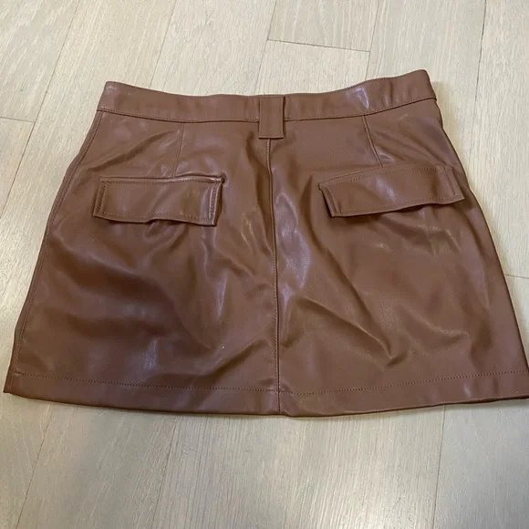 Love Tree Brown Faux Leather Skirt - Picture 2 of 3